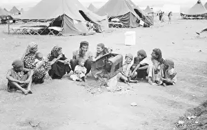 Yemenite Family Gathered Together at Campsite