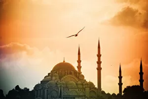 Images Dated 2nd October 2014: The Yeni Cami mosque at sunset in Istanbul