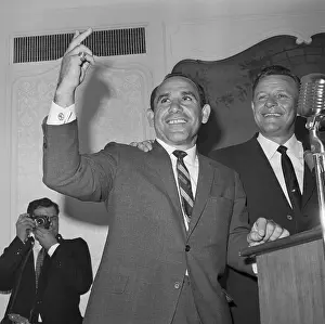 Yogi Berra with Arm Raised