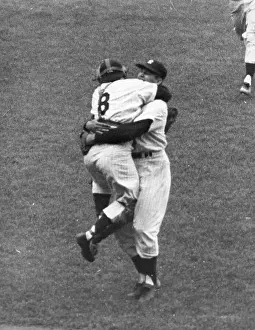 Congratulating Prints: Yogi Berra Congratulates Don Larsen on His Perfect Game