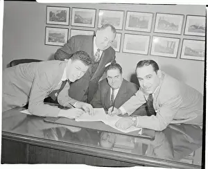 Weiss Prints: Yogi Berra and Gil McDougald Signing Contracts