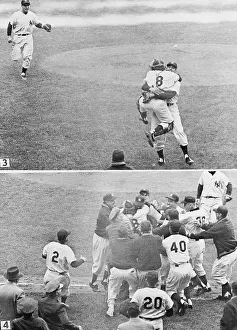 Yogi Berra Hugging Don Larsen After Perfect Game