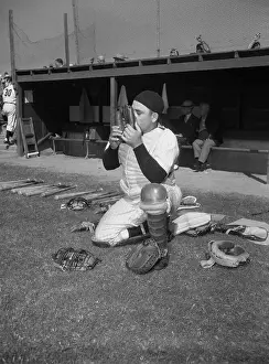 Yogi Berra Kissing Catchers Mitt