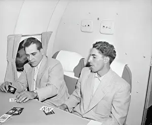 Passenger Airplane Prints: Yogi Berra and Phil Rizzuto Playing Cribbage