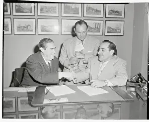 Yogi Berra After Signing Contract