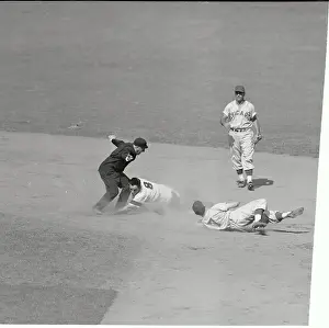 Yogi Berra Sliding Into Second Base