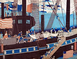 Trade Prints: Yokohama Westerners landing cargo