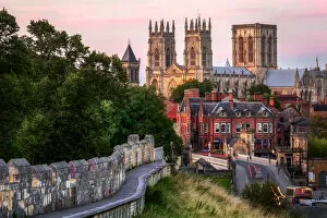 Images Dated 10th August 2014: York Minster and City Wall, England