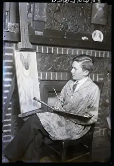 High School Prints: Young Artis Painting In Studio