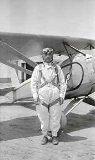 Alhambra Prints: Young Asian Pilot Henry Ohye by Airplane