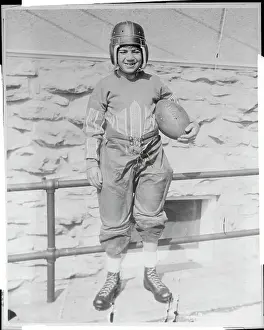 Young Billy Rockne Posing in Football Uniform