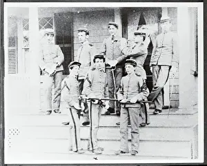 Cecil B Prints: Young Cecil B. DeMille Posing With Military School Peers
