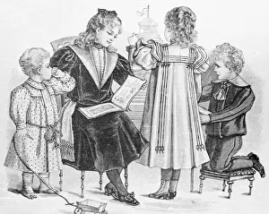 Young Children in Different Outfits Kneeling Together