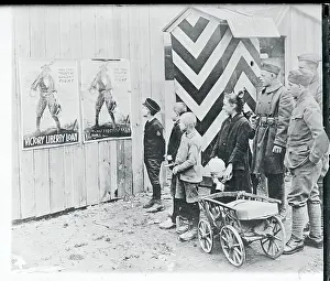 Young Children and Soldier Reading American Military Advertisement