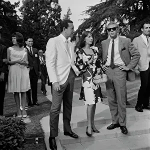 Prints of American singer and actor Vic Damone, American actress Natalie Wood, and American actor Steve McQueen attend a Young Citizens for Johnson barbecue in Beverly Hills, California, 8th August 1964 Grace, Glamour & Timeless Elegance: Young Citizens For Johnson Barbecue, 1964