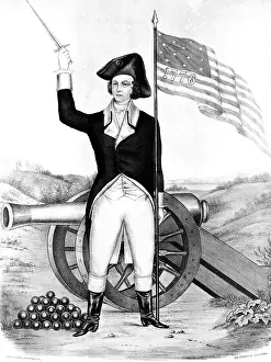 Cannon Prints: Young Continental Holding Sword;Canon, Fl
