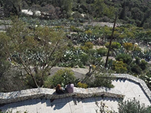 Images Dated 3rd March 2017: Young Couple Sitting Along The Stairway To Lycabettus Hill in Athens