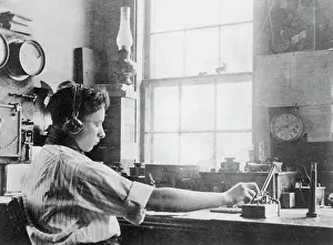 Teenage Boy Prints: Young David Sarnoff Operating Telegraph on Nantucket Island