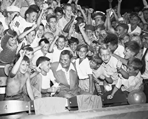 Young Fans Cheering Around Babe Ruth