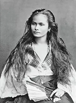 Spanish Prints: Young Filipino Woman Wearing Spanish Style Clothing