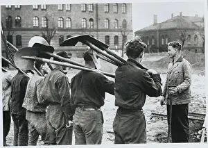 Young German Recruits Preparing for Landscaping Work