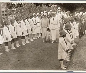 Queen Mother Prints: Young Jamaican Guides at Royal Inspection