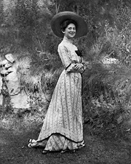Straw Prints: Young Lady Wearing Brimmed Straw Hat