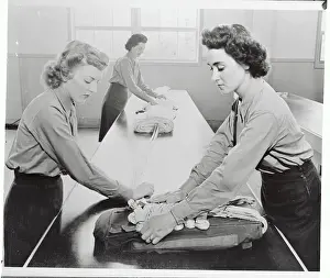 North Carolina Prints: Young Military Women Working with Parachutes