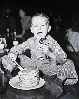 Young Pancake Eater-Pancake Festival