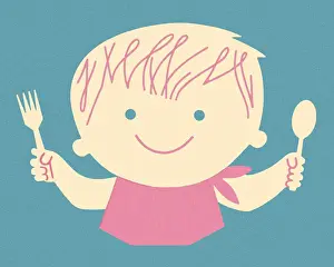 Facial Prints: Young Person Ready to Eat