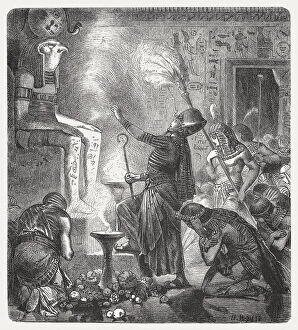 Images Dated 17th May 2017: The young Pharaoh in the temple, wood engraving, published 1880