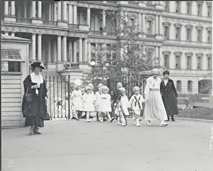 Honor Prints: Young Red Cross Affiliates with Chaperons Arriving at White House