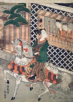 The Pierce Archive Prints: Young warrior flirting with two Young Girls