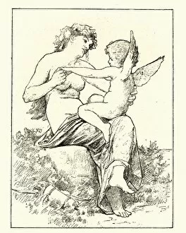 Images Dated 7th February 2018: Young woman and cupid