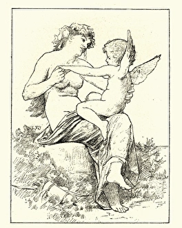 Images Dated 7th February 2018: Young woman and cupid