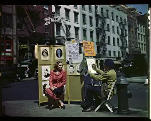 Patience Prints: Young Woman Being Drawn by Street Artist