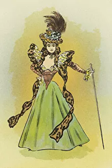 17th & 18th Century Costumes Collection: Young woman in dress fashion victorian style art nouveau 1897