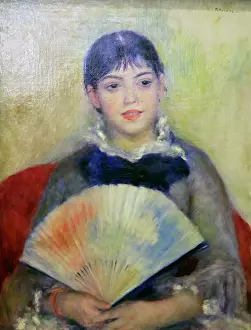 Keywording Prints: Young Woman with a Fan, 1880. Artist: Pierre-Auguste Renoir