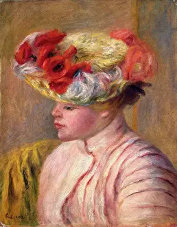 Blouse Prints: Young Woman in a Flowered Hat, 1892. Artist: Pierre-Auguste Renoir