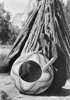 Young Woman with Native American Basket