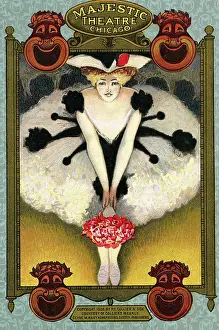 Vaudeville Prints: Young Woman Poised Betwixt Designs