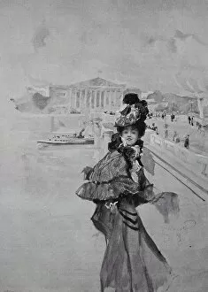 Images Dated 20th December 2019: Young woman in the posh dress in Paris, 1890, France, Historic