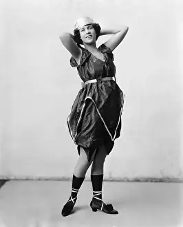 Young Woman Posing in Old Fashioned Bathing Dress