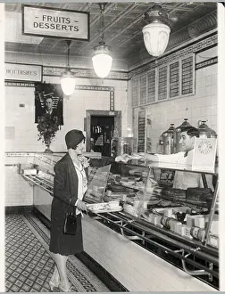 Cafeteria Prints: Young Woman Being Served at Cafeteria