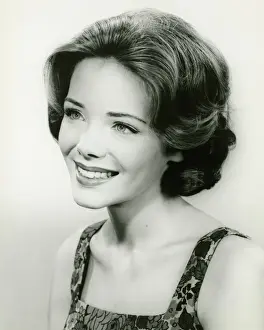 Sleeveless Prints: Young woman smiling, (B&W), (Portrait)