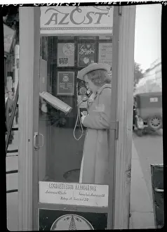 Budapest Prints: Young Woman Using Public Telephone