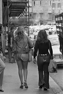 Young Woman Wearing Patchwork Shorts