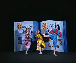 Wellesley Prints: Three Young Women Dancing in Front of Large Prop
