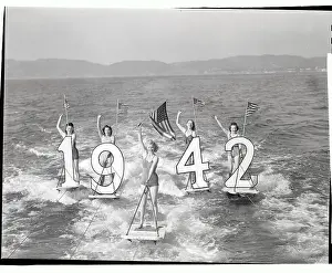 Young Women with Prop Numerals on Desert Scene