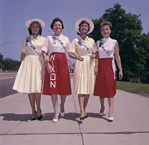 Young Women Strolling Together While at Republican Convention